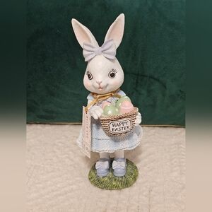 Charming Easter Bunny Figurine with Basket